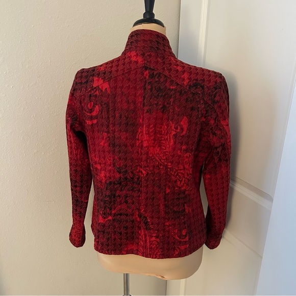 Chicos Red Patterned Women's Jacket - Picture 4 of 5